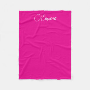 Trending Typography Script Name Small Hot Pink Fleece Blanket