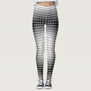 Trending white black star intricate pattern leggings