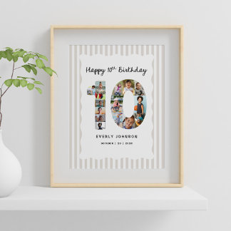 Trendy 10th Birthday Number Photo Collage 8X10 Poster