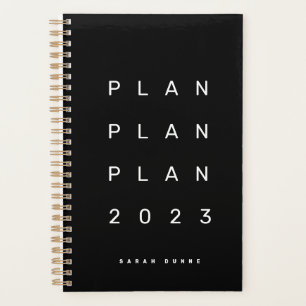 Trendy 2023 Modern Black Monthly Weekly Non Dated Planner