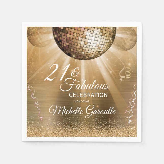 Trendy 21 & Fabulous Gold Napkin (Front)