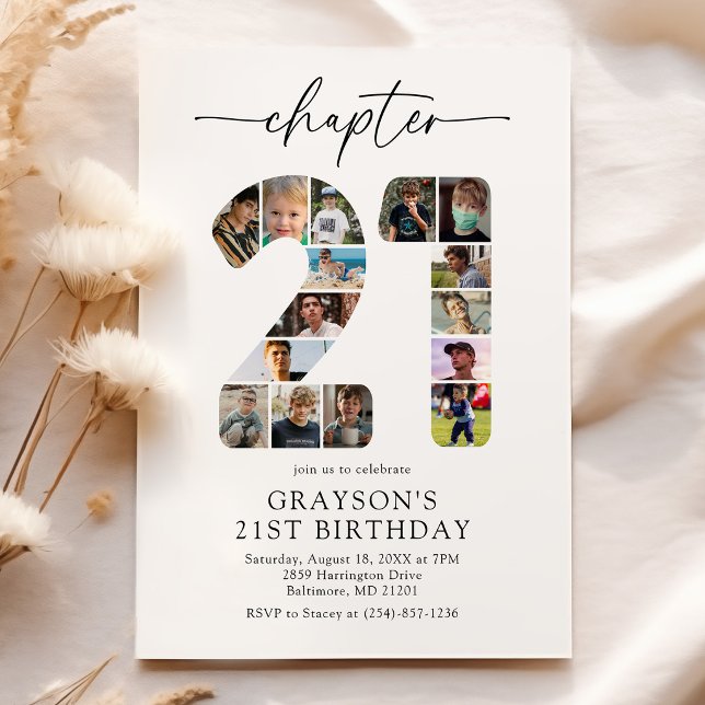 Trendy 21st Chapter Photo Birthday Invitation (Creator Uploaded)