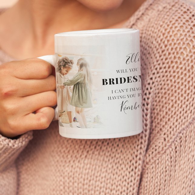Trendy 2 Photo Will You Be My Bridesmaid? Proposal Coffee Mug (Creator Uploaded)