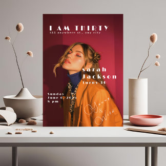 Trendy 30th Birthday Invitation with Photo