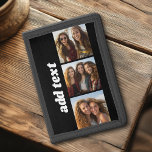 Trendy 3 Photos and Chunky Name - Black Trifold Wallet<br><div class="desc">Use 3 square photos to create a unique and personal gift. A simple black background with three photos and name. If you need to adjust the pictures,  click on the customise tool to make changes.</div>