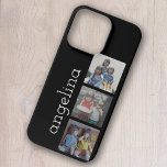 Trendy 3 Photos and Name - Can Change Black iPhone 13 Pro Case<br><div class="desc">Use 3 square photos to create a unique and personal gift. The film strip design includes an area to add a name or other text. If your art still needs to be adjusted, click on the Customise This button. This will take you to a design area where you can move...</div>