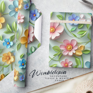 Trendy 3D Floral Daises Modern Colourful Girly Wrapping Paper