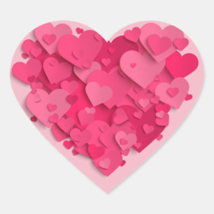 Trendy 3D Pink Heart Sticker