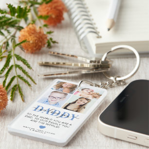 Trendy 4 Insta Photo Collage DADDY 'we love you' Key Ring
