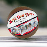 Trendy 4 Photo 'Best Dad Ever' Keepsake Basketball<br><div class="desc">Modern Father's day or birthday gift for a dad, featuring 4 insta square photographs of your choice framed in a white border, with bold text in a variety shades of red that says "Best Dad Ever" with cute little hearts either side. Customise this product by adding the children's names and...</div>