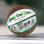 Trendy 4 Photo 'Best Dad Ever' Keepsake Basketball<br><div class="desc">Modern Father's day or birthday gift for a dad, featuring 4 insta square photographs of your choice framed in a white border, with bold text in a variety shades of green that says "Best Dad Ever" with cute little hearts either side. Customise this product by adding the children's names and...</div>