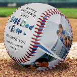 Trendy 4 Photo Best Dad Ever Keepsake Fathers Day Baseball<br><div class="desc">Modern and Cute Father's day or birthday gift for a dad, featuring 4 insta square photographs of your choice framed in a white border on a blue background that can be changed to any colour, with bold text in a variety shades of blue that says "Best Dad Ever" with cute...</div>