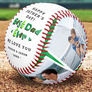 Trendy 4 Photo Best Dad Ever Keepsake Fathers Day  Baseball