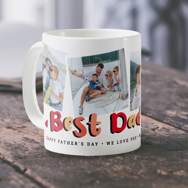 Trendy 4 Photo Best Dad Ever Keepsake Fathers Day Coffee Mug (Creator Uploaded)