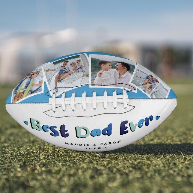 Trendy 4 Photo 'Best Dad Ever' Keepsake Football (Creator Uploaded)