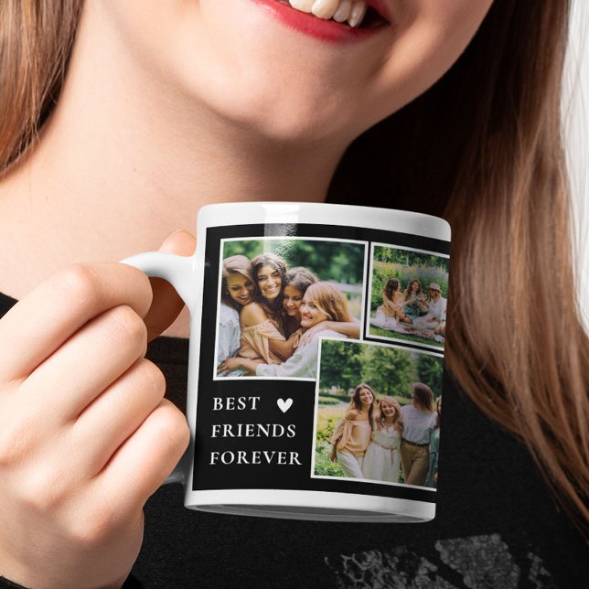Trendy 4 Photo & Bestie Quote Best Friends Forever Coffee Mug (Creator Uploaded)