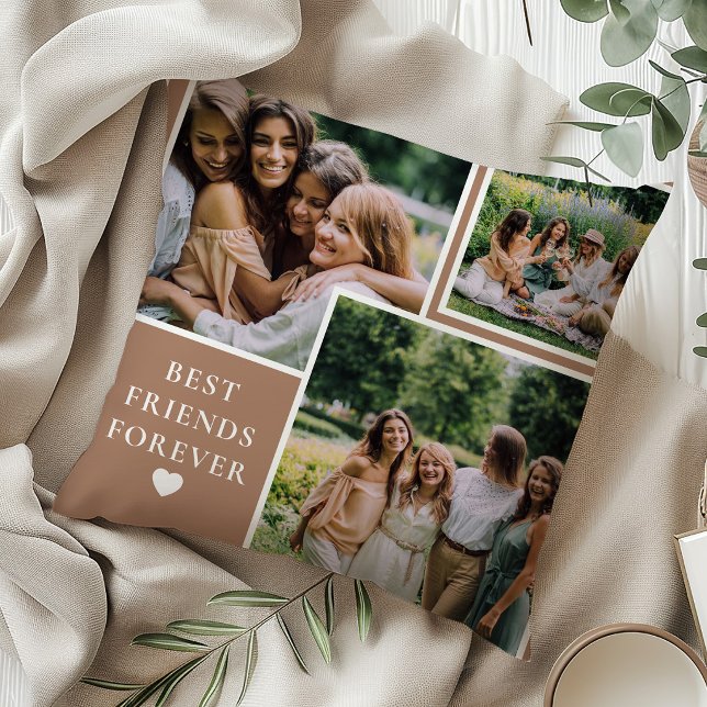 Trendy 4 Photo & Bestie Quote Best Friends Forever Cushion (Creator Uploaded)