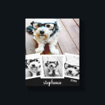 Trendy 4 Photo Collage Script Name White Black Canvas Print<br><div class="desc">Use your favourite photo or pictures to make a fun keepsake to share with friends.</div>