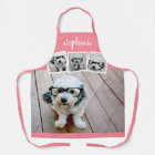 Trendy 4 Photo Collage Script Name White Rose Gold