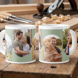 Trendy 4 Picture Arch Photo Sage Green Large Coffee Mug