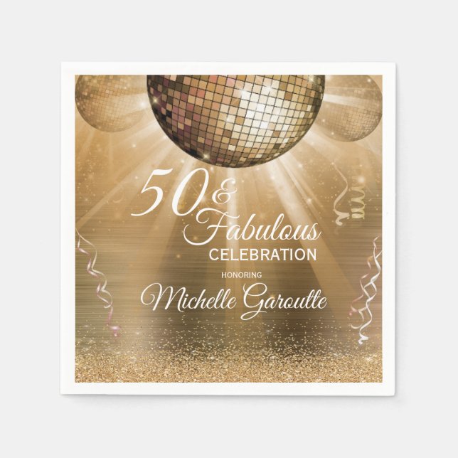 Trendy 50 & Fabulous Gold Napkin (Front)