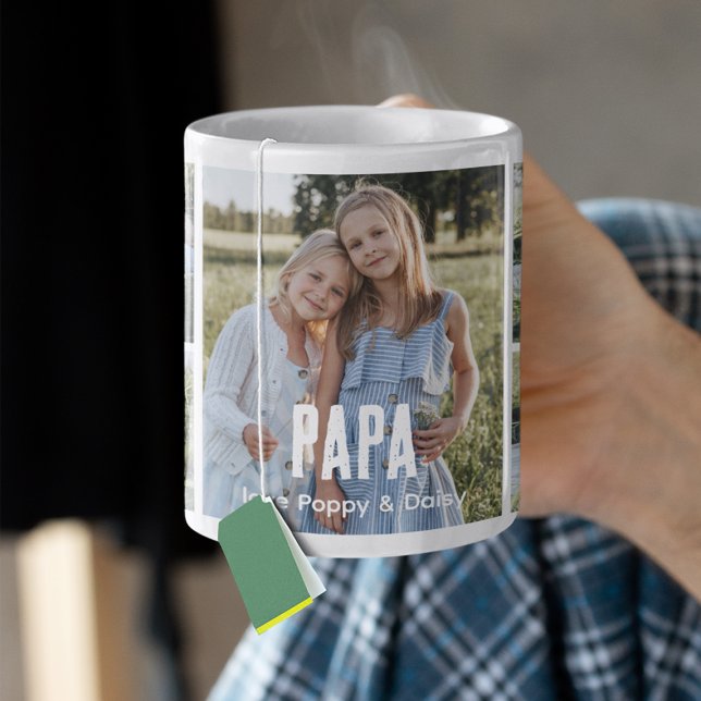 Trendy 5 Photo Collage Papa Coffee Mug (Creator Uploaded)
