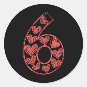 Trendy 67 Sketch Heart Matching 6 Valentine Kids L Classic Round Sticker