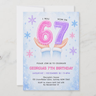 Trendy 6 7 Meme Winter Six Seven Birthday Invitation