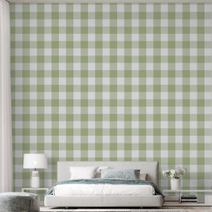 Trendy 6" Light Sage Green Buffalo Check Wallpaper