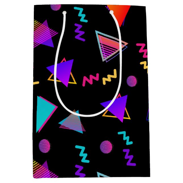 Trendy 80s Black Medium Gift Bag (Front)