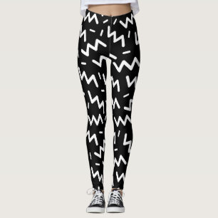 Trendy 80s Pattern Black And White Leggings