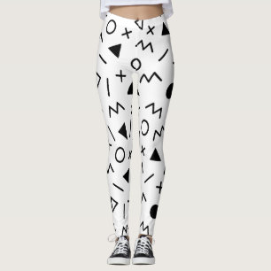 Trendy 80s Pattern Black And White Leggings