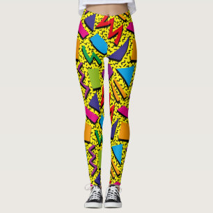 Trendy 80s Pattern Colourful Yellow Leggings