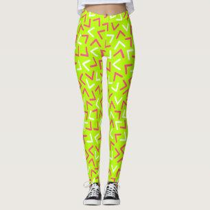 Trendy 80s Pattern Green Leggings