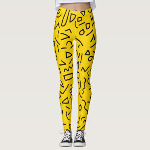 Trendy 80s Pattern Yellow Leggings