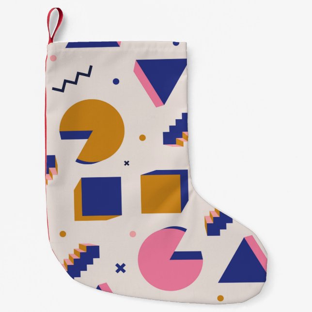 Trendy 90s memphis geometric seamless pattern. Vin Small Christmas Stocking (Front)