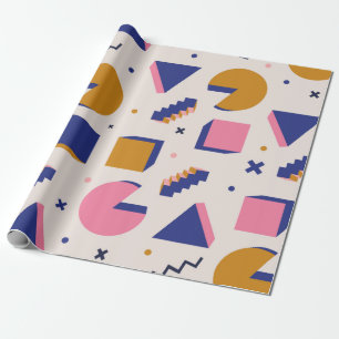 Trendy 90s memphis geometric seamless pattern. Vin Wrapping Paper