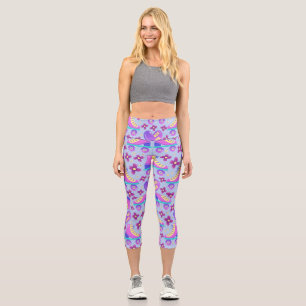 Trendy 90s roller skates neon Theme Capri Leggings