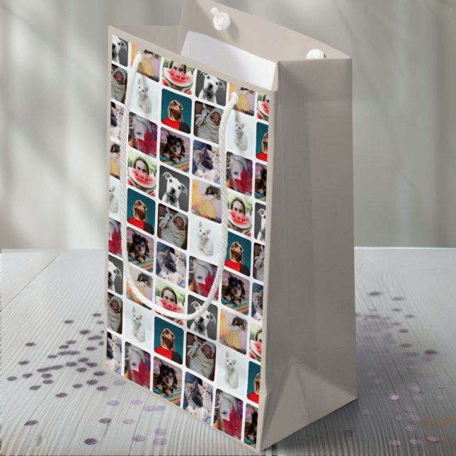 Trendy 9 Photo Pattern Collage Keepsake Small Gift Bag (Creator Uploaded)