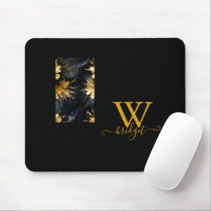 trendy abstract black gold marble mouse pad