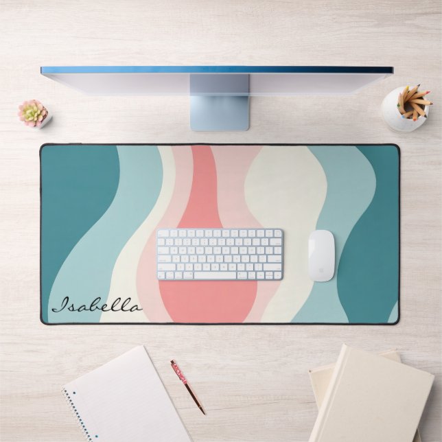 Trendy Abstract Blush Pink Mint Collection Desk Mat (Office 1)
