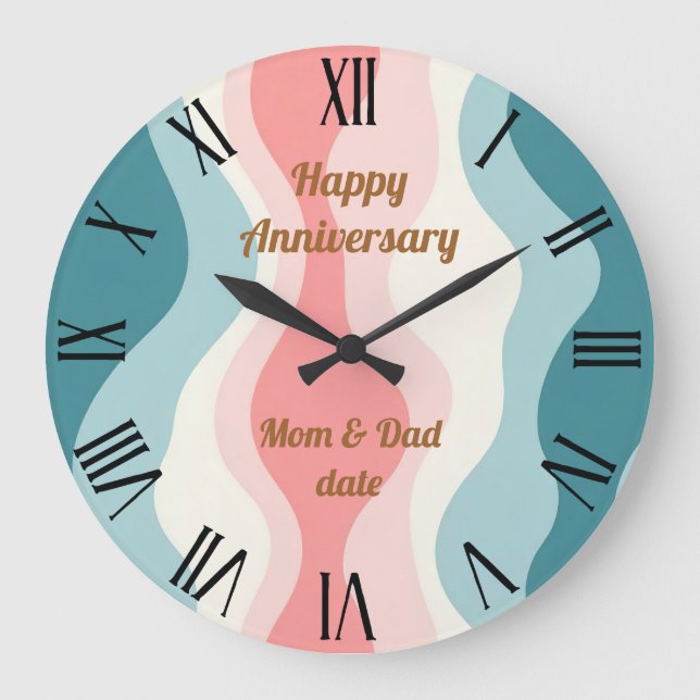 Trendy Abstract Blush Pink Mint Collection Large Clock (Front)