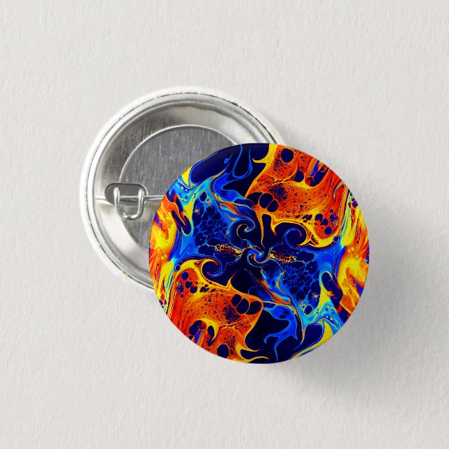 trendy abstract colourful colour swirl 3 cm round badge (Front & Back)