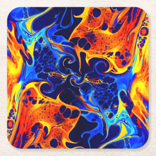 trendy abstract colourful colour swirl square paper coaster