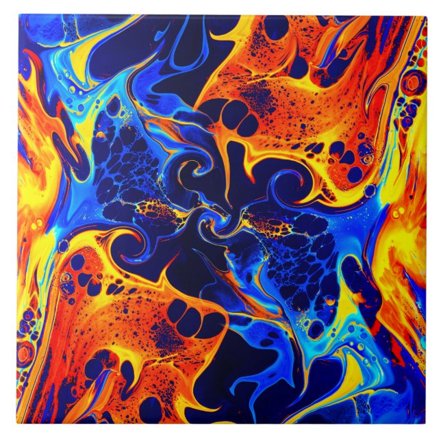trendy abstract colourful colour swirl tile (Front)