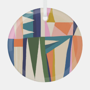 Trendy Abstract: Colourful Hand Drawn. Glass Tree Decoration