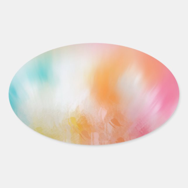 Trendy Abstract Colourful Pink Red Yellow Blue Oval Sticker (Front)