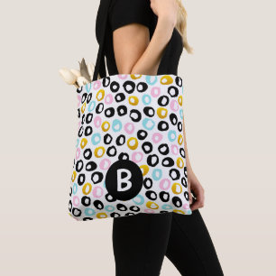 Trendy Abstract Dots Pattern Monogram Tote Bag