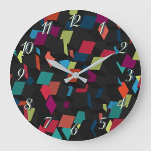 Trendy Abstract Geometric Cube Pattern Large Clock