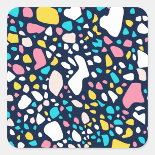 Trendy Abstract Geometric Stone Terrazzo Square Sticker